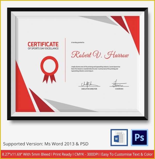 Free Psd Certificate Templates Download Of Sports Certificate Template 6 Word Psd format Download