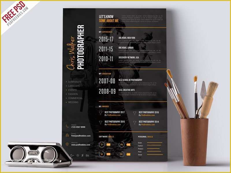 Free Psd Templates for Photographers Of Grapher Resume Cv Template Psd Download Download Psd