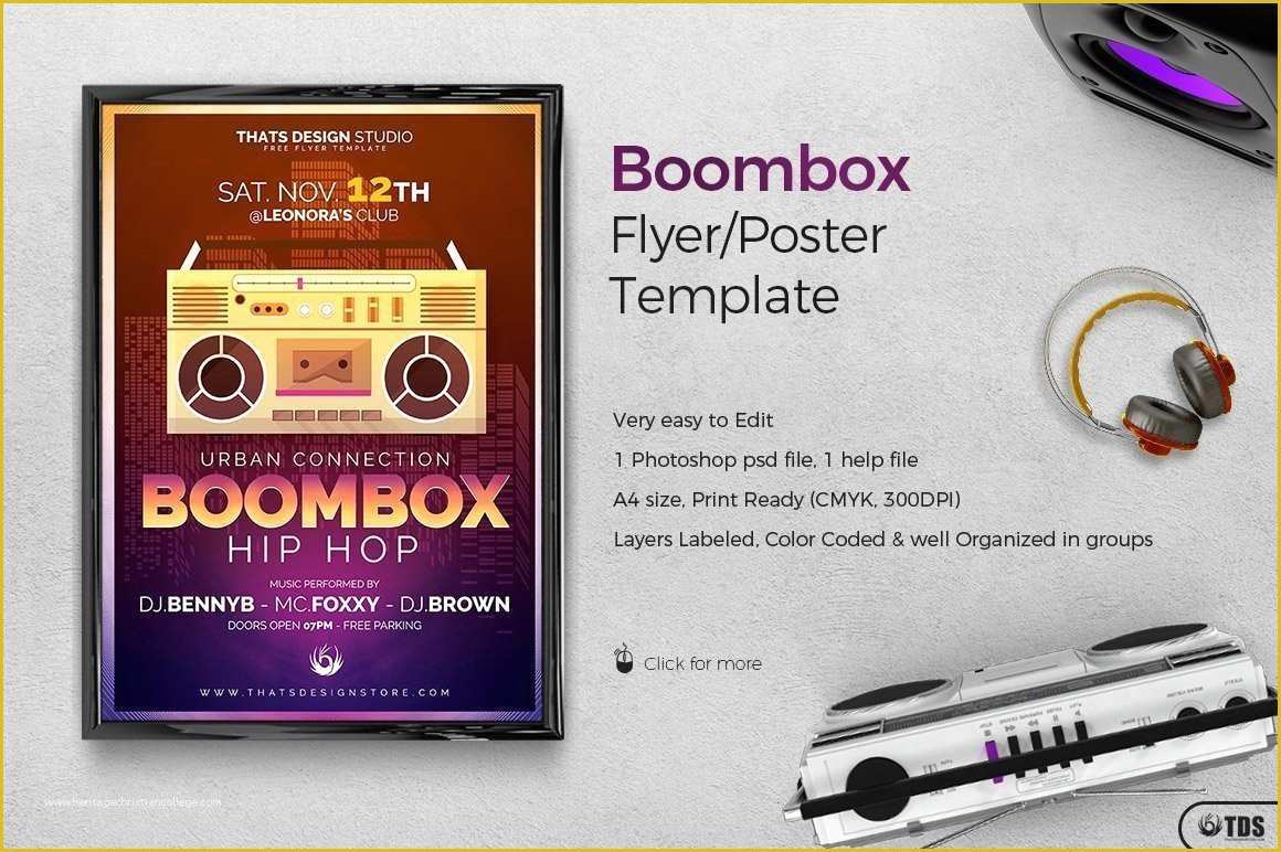 Free Psd Templates Of Boombox Hip Hop Free Flyer