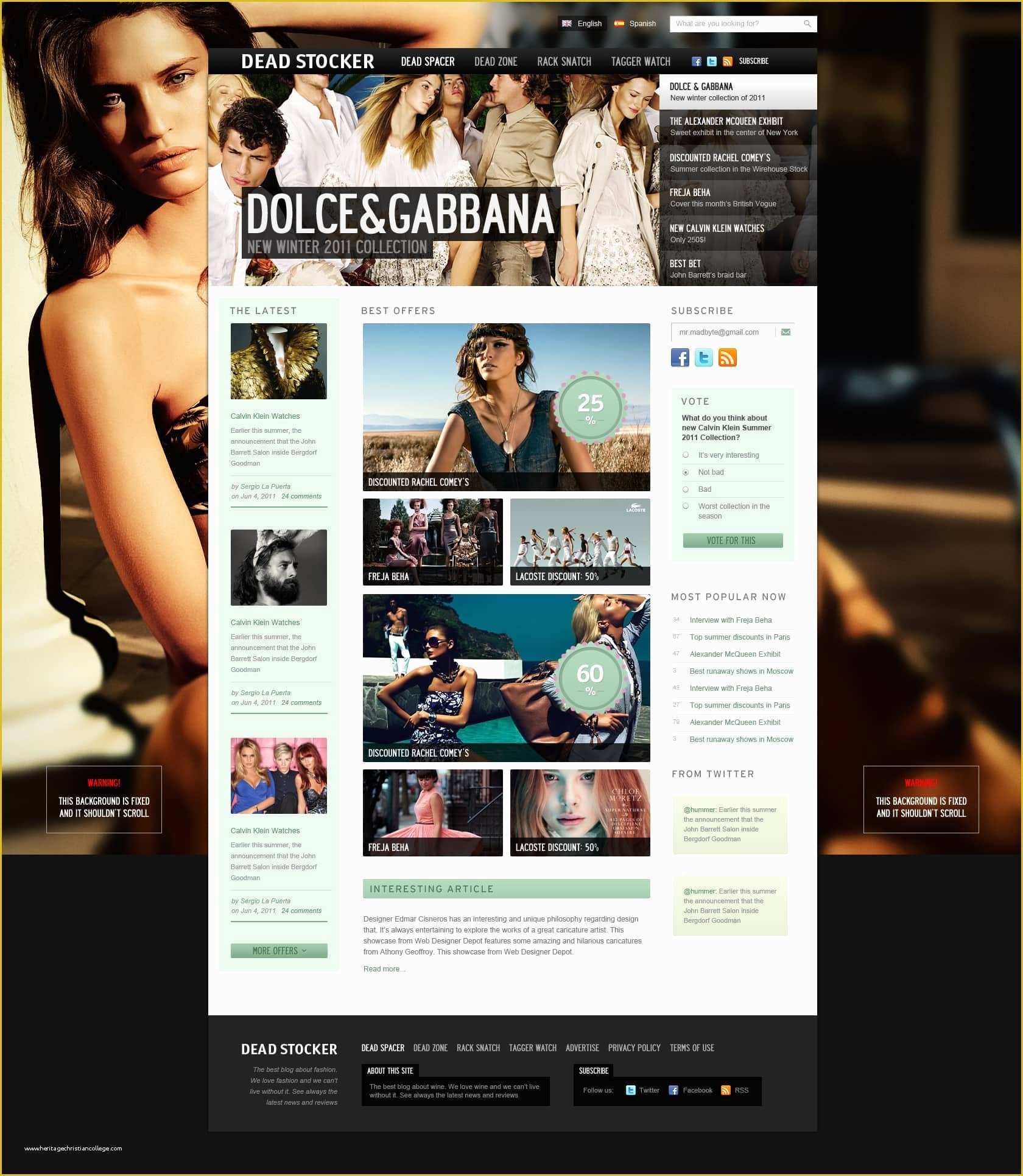 Free Psd Website Templates Of Dead Stocker Fashion Free Psd Website Template Designmodo