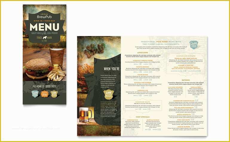 Free Publisher Menu Templates Of Brewery & Brew Pub Take Out Brochure Template Word