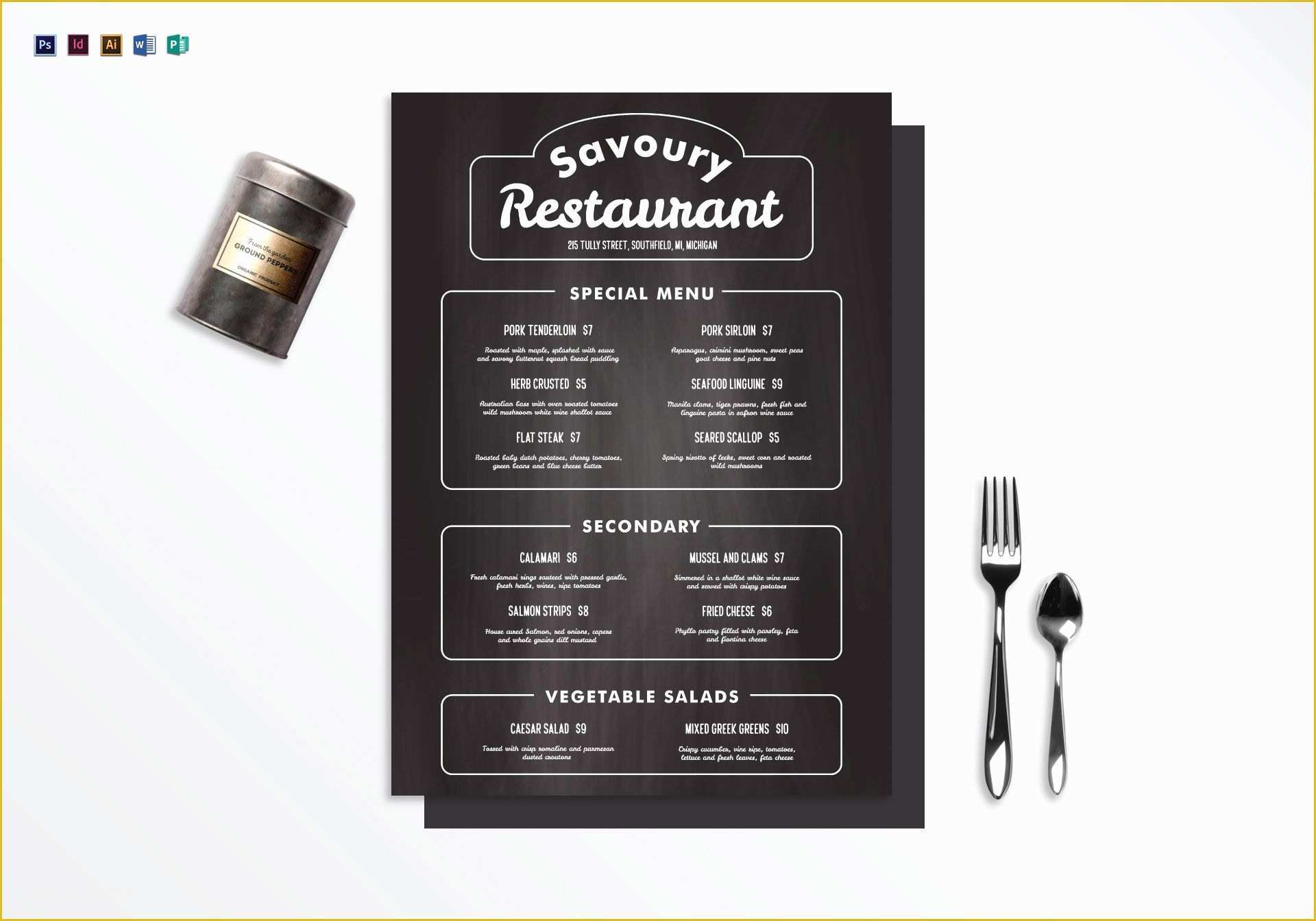 Free Publisher Menu Templates Of Chalkboard Restaurant Menu Design Template In Psd Word