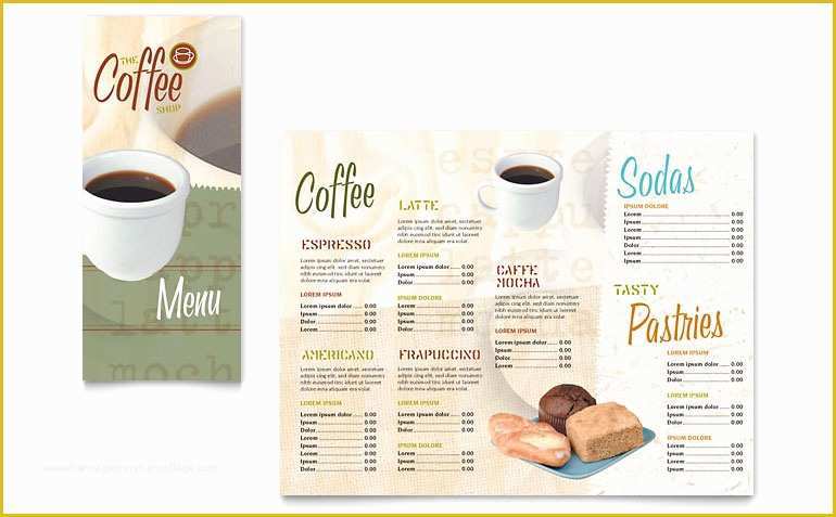 Free Publisher Menu Templates Of Coffee Shop Take Out Brochure Template Word & Publisher
