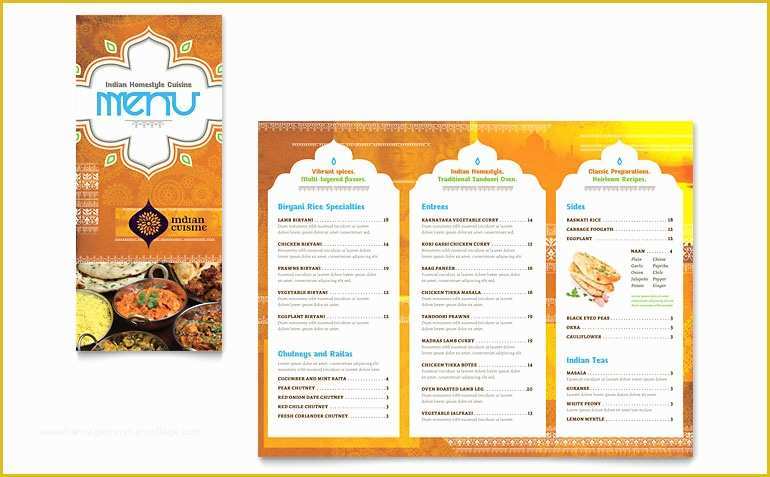 Free Publisher Menu Templates Of Indian Restaurant Take Out Brochure Template Word