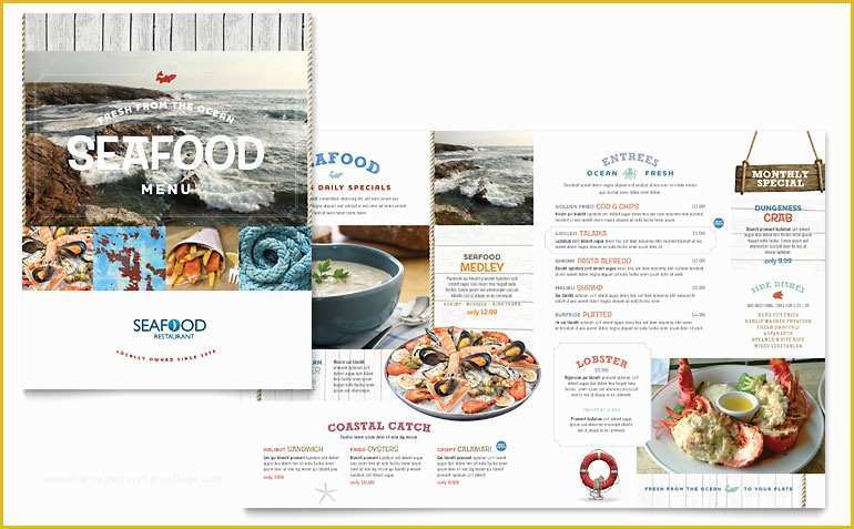 Free Publisher Menu Templates Of Seafood Restaurant Menu Template Word & Publisher