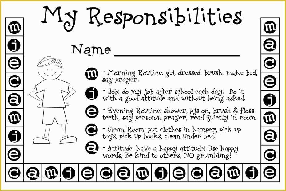 Free Punch Card Template Of My Responsibilities Punch Card