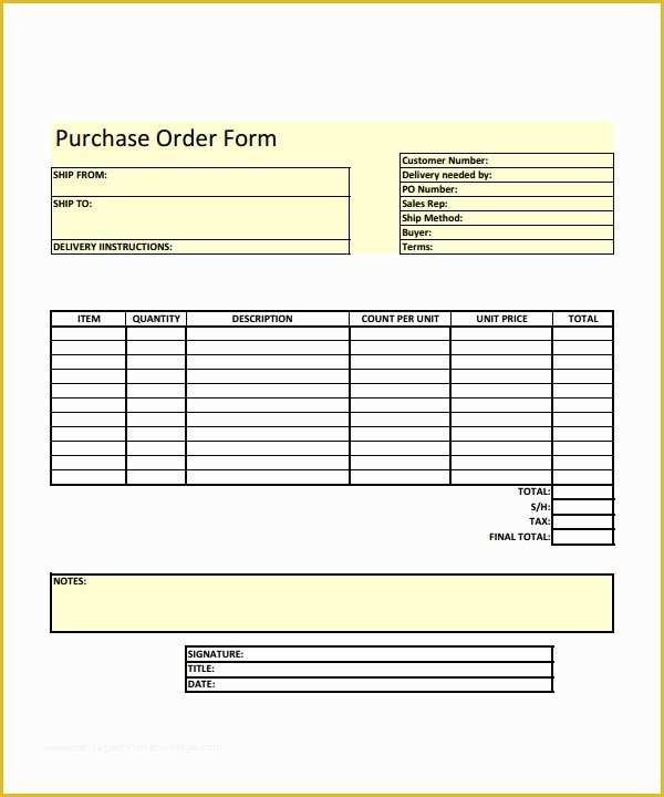 Free Purchase order form Template Word Of 23 order form Templates – Pdf Word Excel