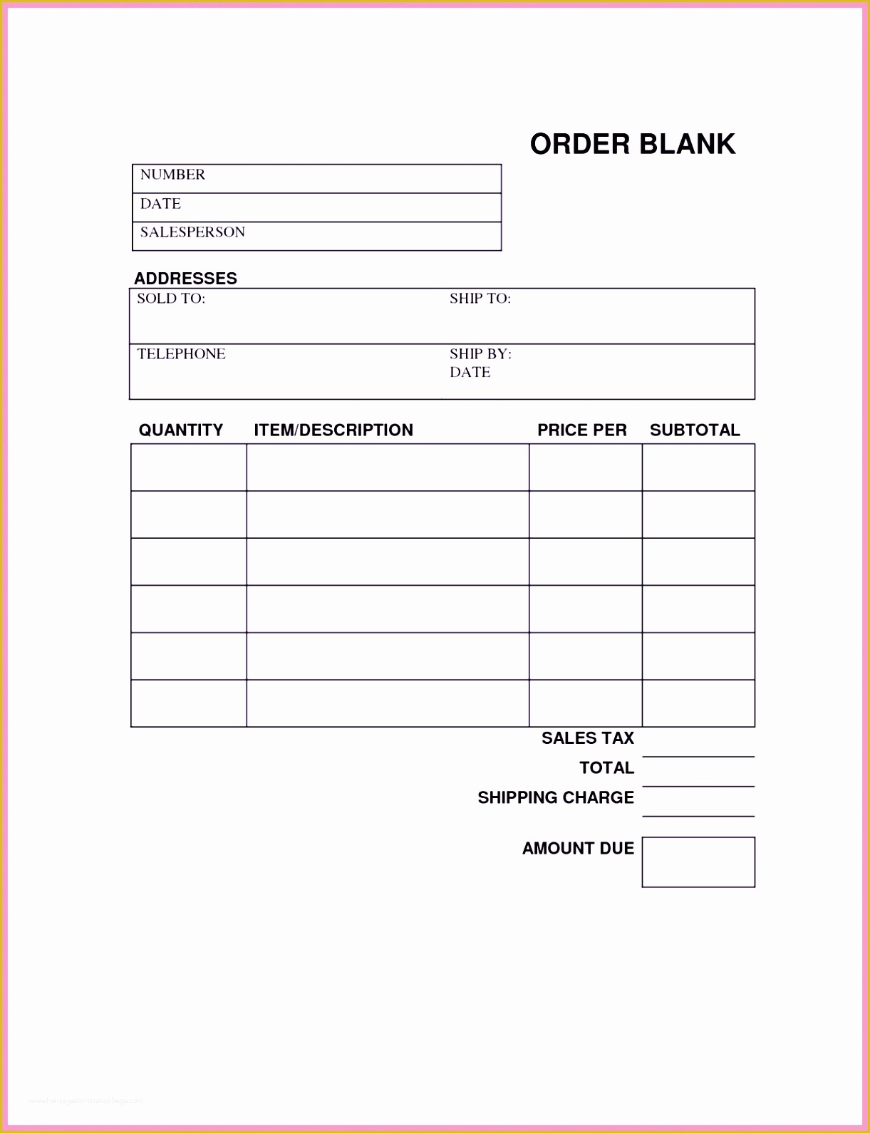 10 Editable Sample Order Form Template Sampletemplatess Free Purchase