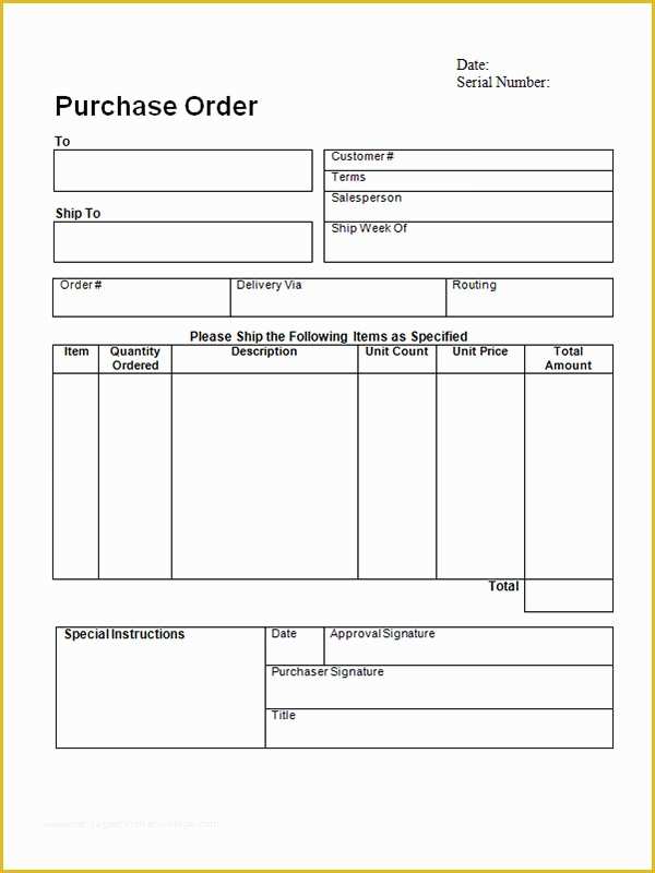 45 Free Purchase order form Template Word