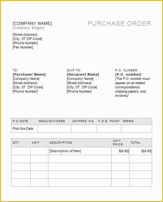 Free Purchase order Template Of 39 Free Purchase order Templates In Word & Excel Free