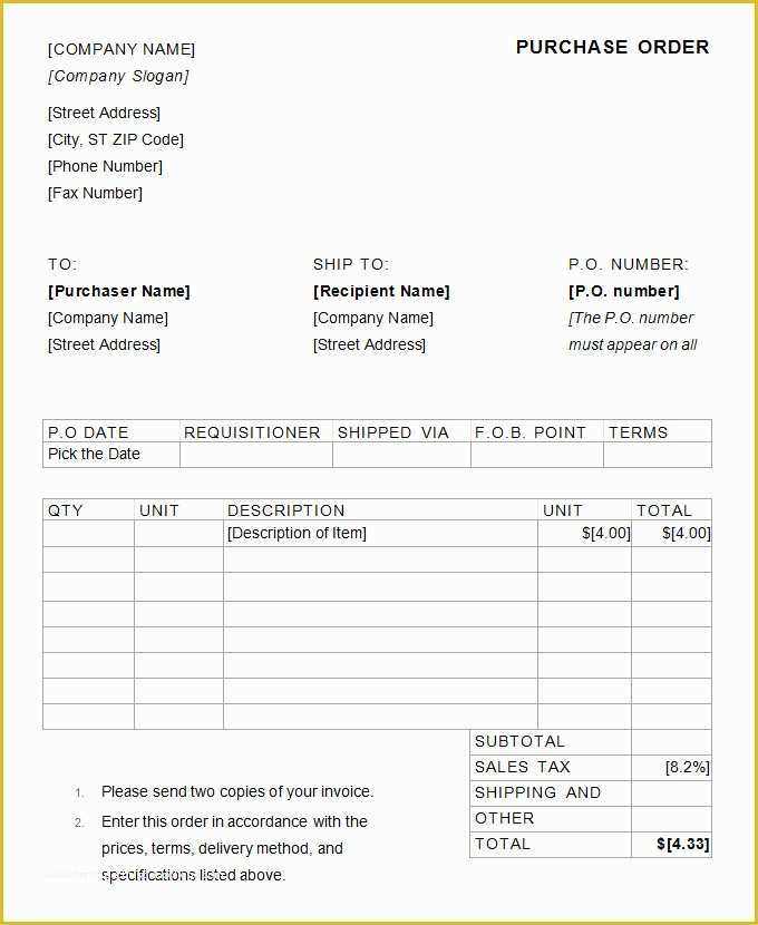 Free Purchase order Template Of 53 Purchase order Examples Pdf Doc