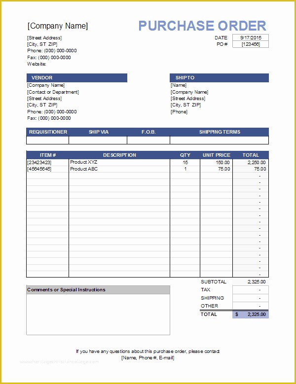 Free Purchase order Template Of Download the Purchase order Template From Vertex42
