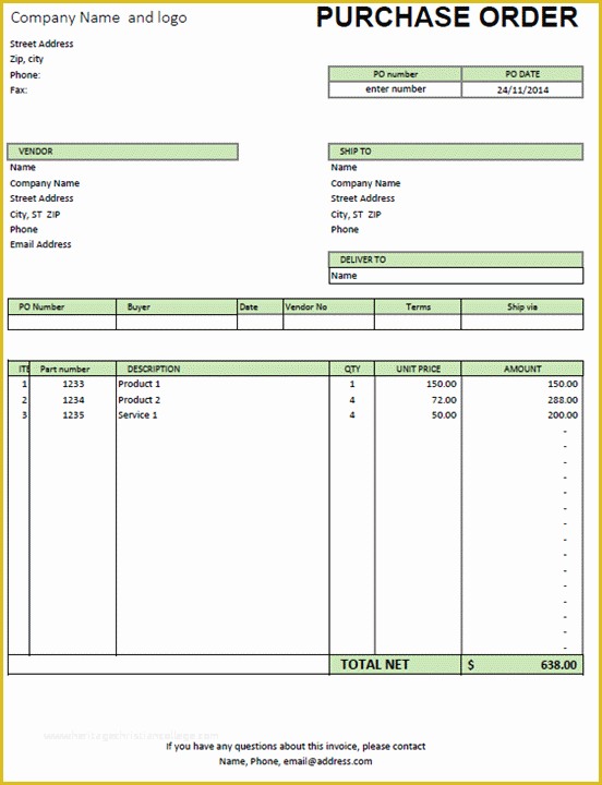 Free Purchase order Template Of Excel Purchase order Template Excel Invoice Template