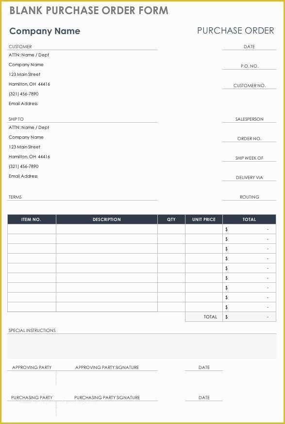 Free Purchase order Template Of Free Purchase order Templates