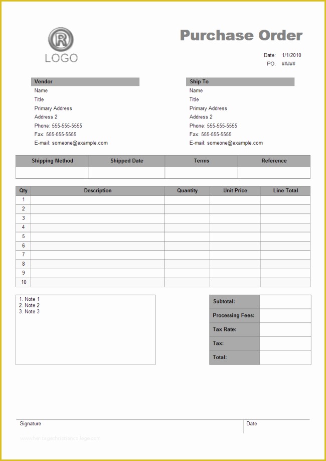 Free Purchase order Template Of Purchase order