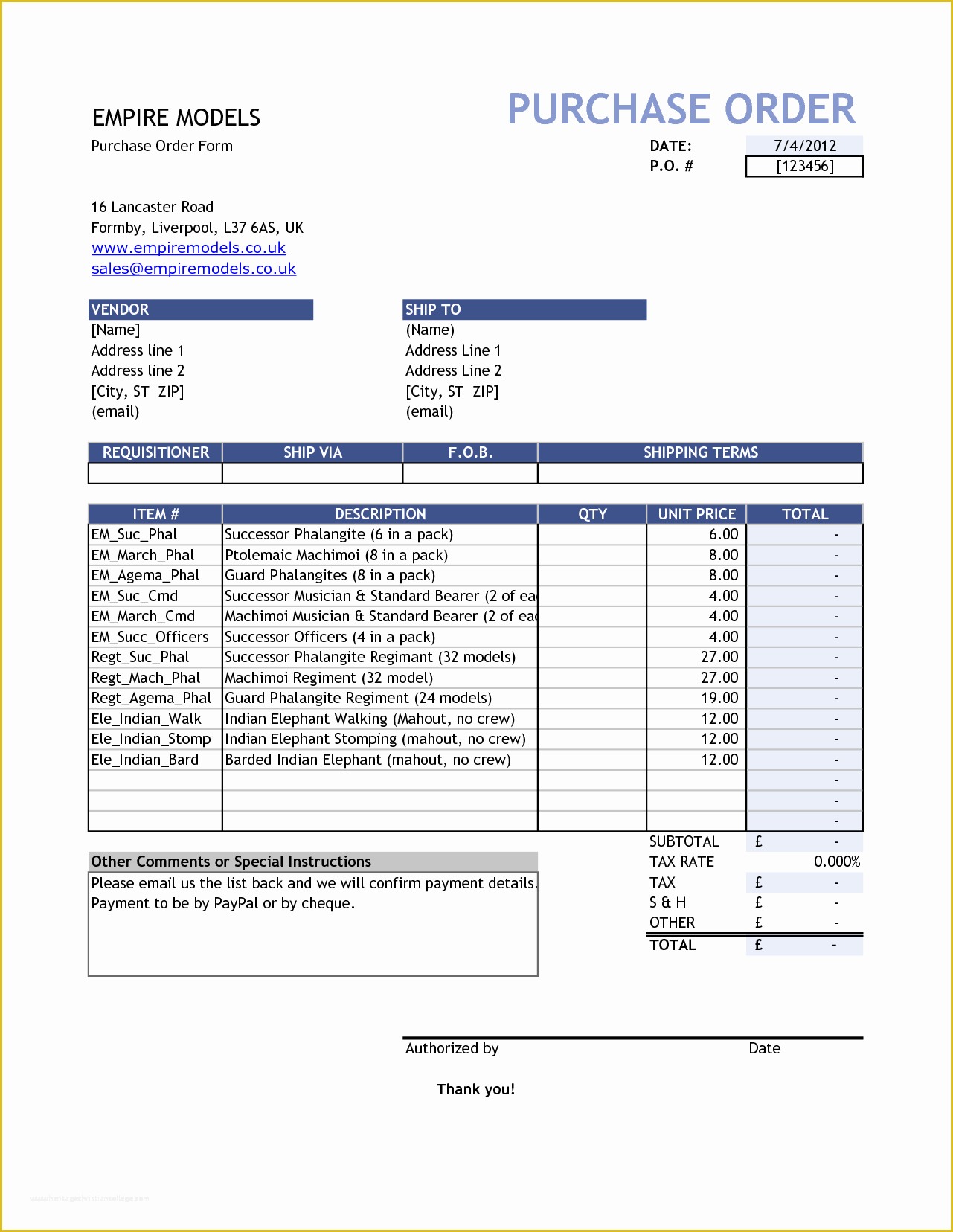 Free Purchase order Template Of Purchase order Template Free Purchase order Template