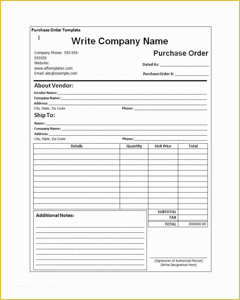 Free Purchase order Template Of Purchase order Template Free Templates