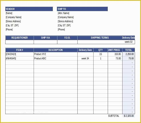 Free Purchase order Template Of Purchase order Template Free Templates