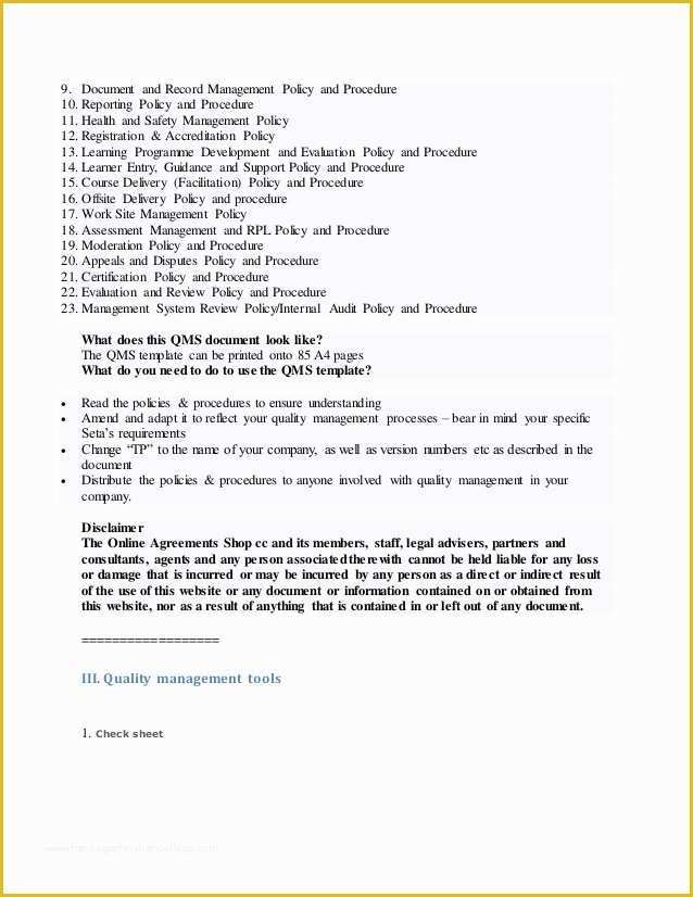 Free Quality Management System Template Of Quality Management System Template Free