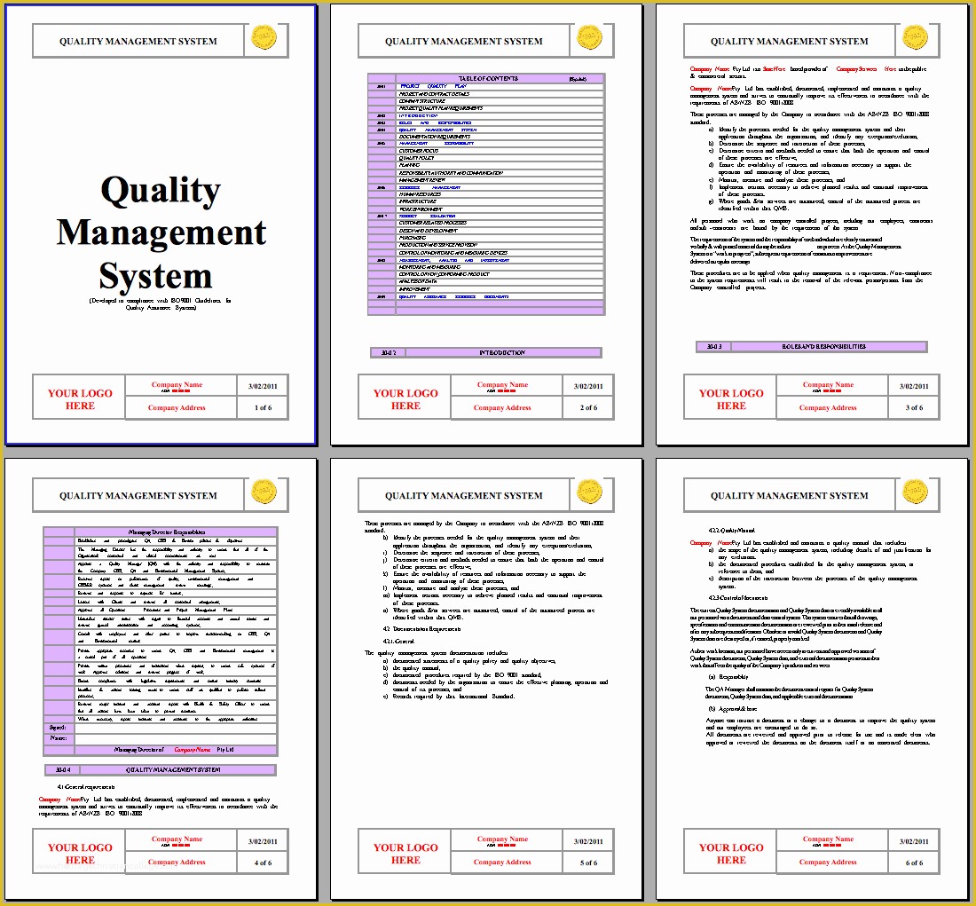 Free Quality Manual Template Download Of Example A Quality Assurance