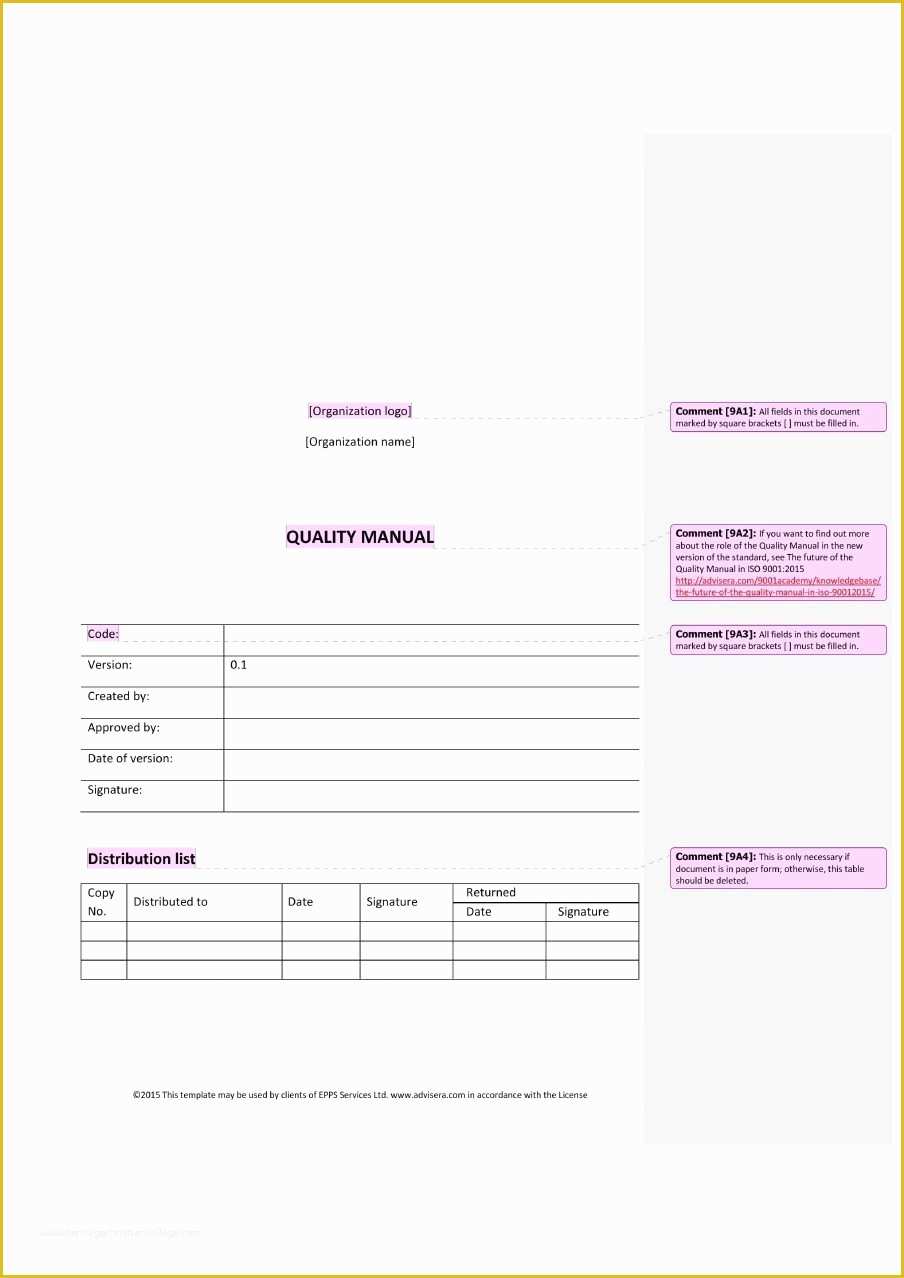Free Quality Manual Template Download Of Free Qms Manual Template Free Programs