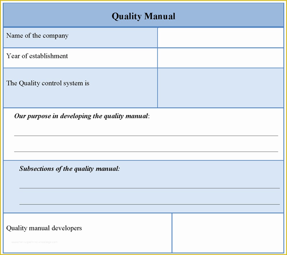 Free Quality Manual Template Download Of Manual Template for Quality Sample Of Quality Manual