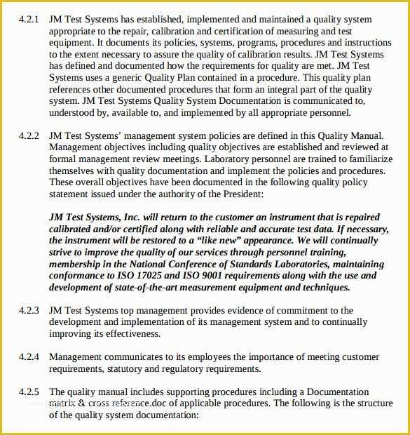 Free Quality Manual Template Download Of Quality Manual Templates