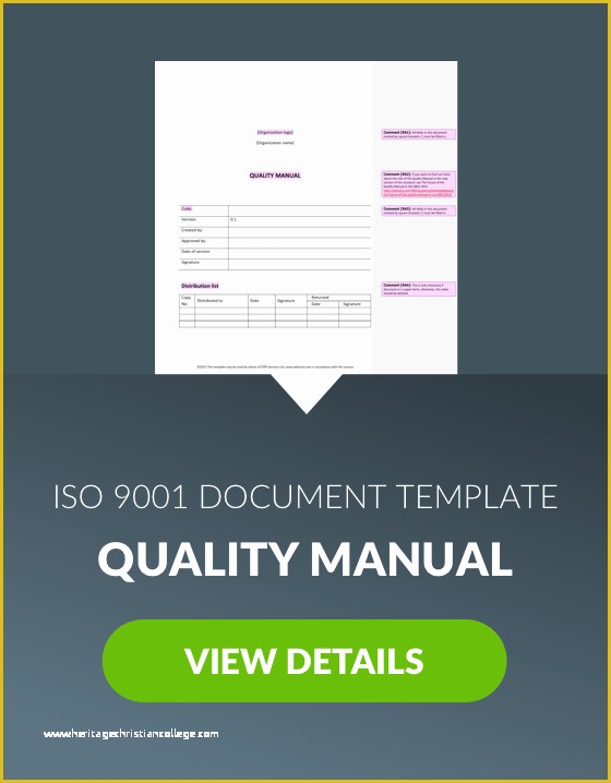 Free Quality Manual Template Download Of Writing A Short Quality Manual
