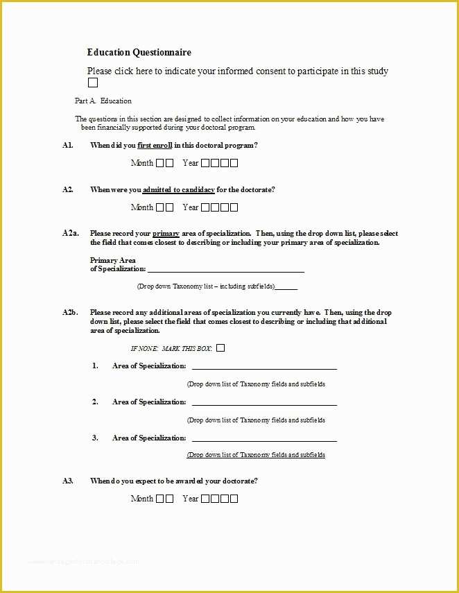 Free Questionnaire Template Of 33 Free Questionnaire Templates Word Free Template