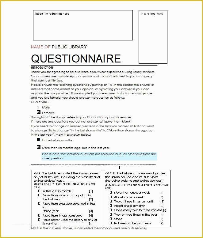 Free Questionnaire Template Of 33 Free Questionnaire Templates Word Free Template