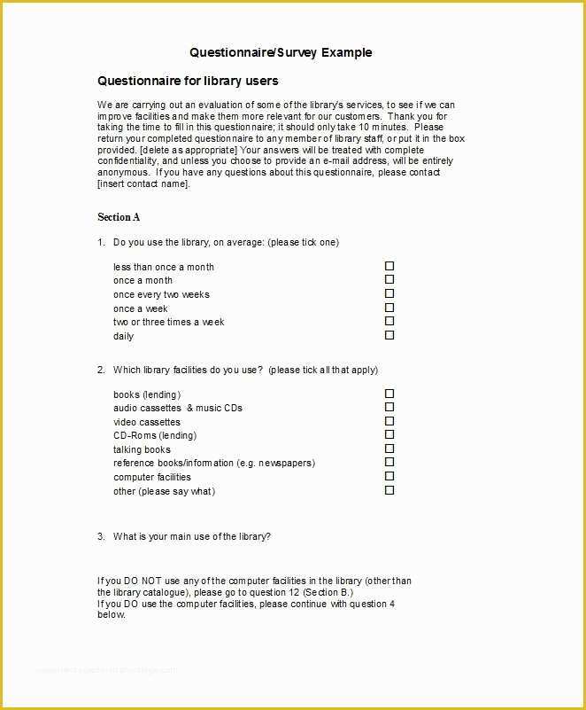 Free Questionnaire Template Of 33 Free Questionnaire Templates Word Free Template