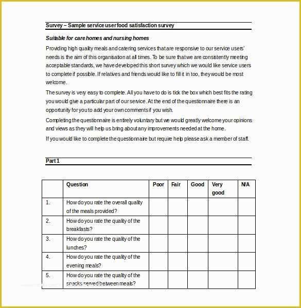 Free Questionnaire Template Of 39 Word Survey Templates Free Download