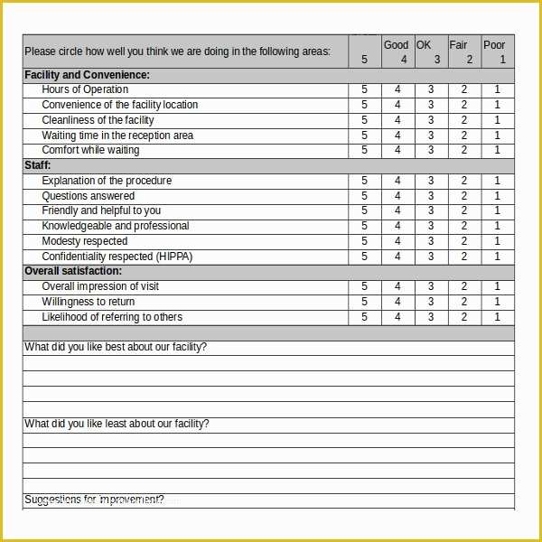 Free Questionnaire Template Of Patient Survey Templates