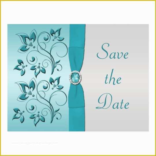 Free Quinceanera Save the Date Templates Of Aqua and Silver Quinceanera Save the Date Card