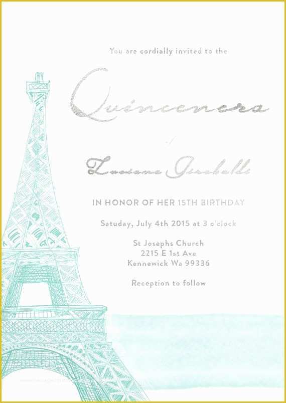 Free Quinceanera Save the Date Templates Of Paris Eiffel tower Quinceanera Save the Date by