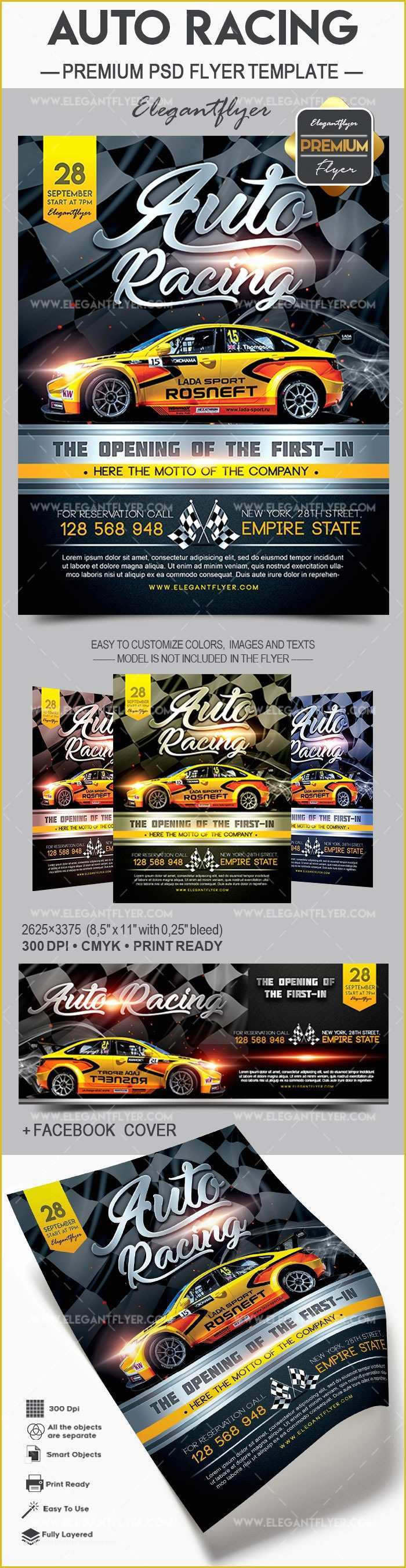 Free Race Flyer Template Of Auto Racing – Flyer Psd Template – by Elegantflyer