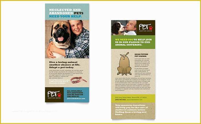 Free Rack Card Template Of Animal Shelter & Pet Adoption Rack Card Template Design