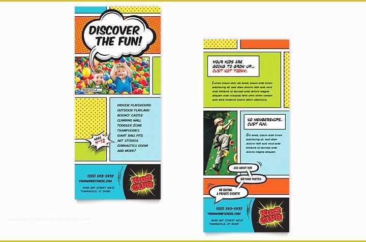 Free Rack Card Template Of Kids Club Rack Card Template Word &amp; Publisher