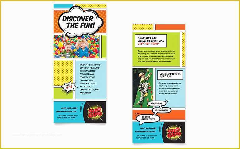 Free Rack Card Template Of Kids Club Rack Card Template Word &amp; Publisher