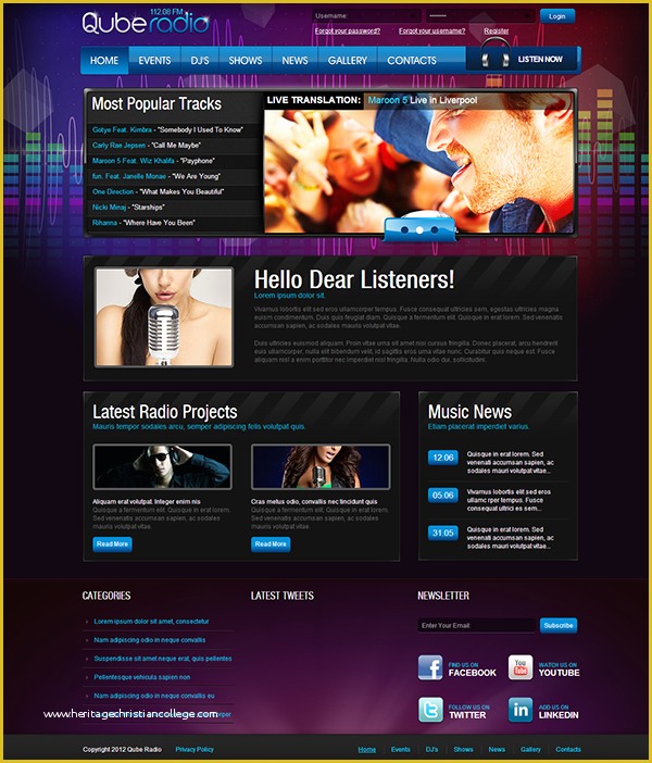 Free Radio Station Website Templates Of Cube Radio Station Joomla Template On Behance