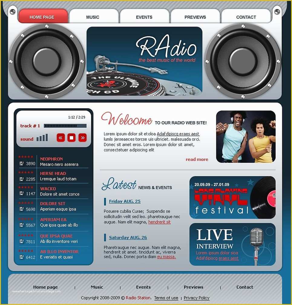 Free Radio Station Website Templates Of Radio Website Flash Template
