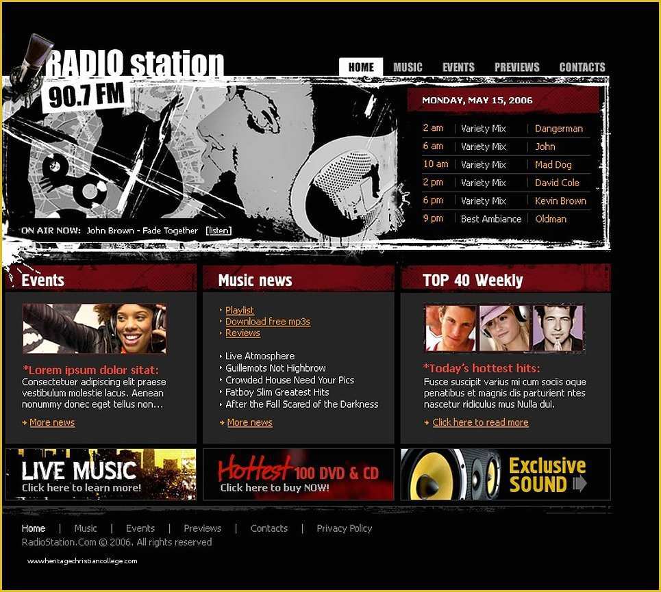 Free Radio Station Website Templates Of Radio Website Flash Template
