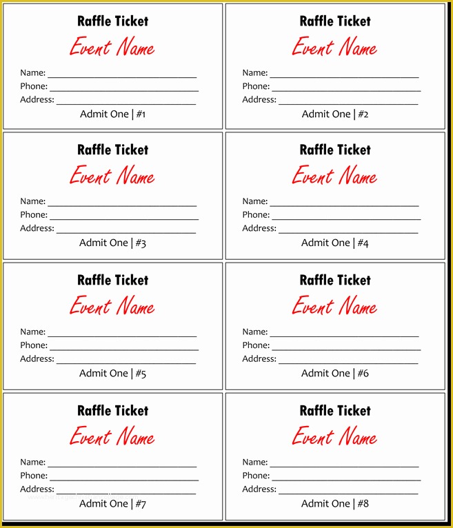 Free Raffle Ticket Template Of 20 Free Raffle Ticket Templates with Automate Ticket