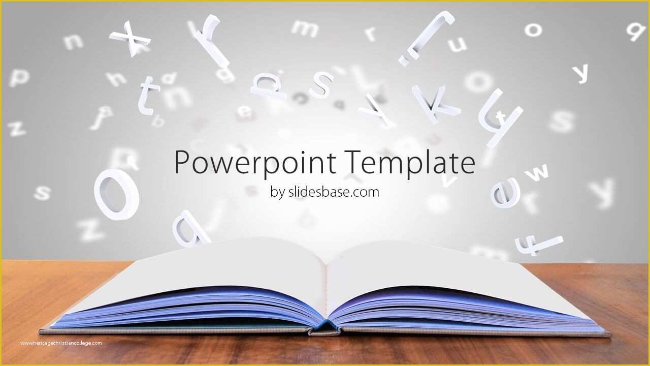 Free Reading Powerpoint Templates Of Open Book On Desk Powerpoint Template