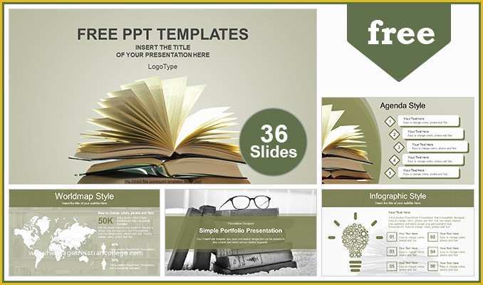 Free Reading Powerpoint Templates Of Vintage Old Books Powerpoint Template