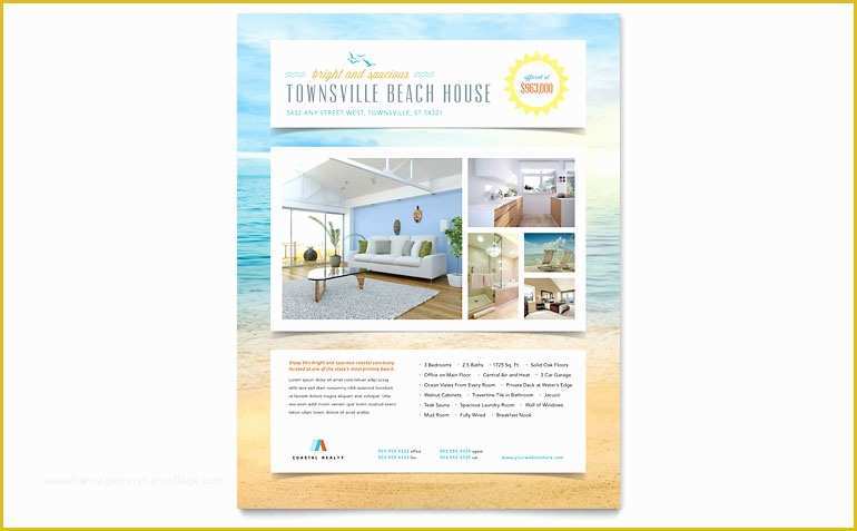 Free Real Estate Business Card Templates for Word Of Beach House Flyer Template Word & Publisher
