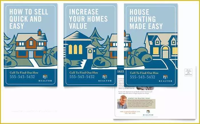 Free Real Estate Business Card Templates for Word Of Real Estate Agent Postcard Template Design