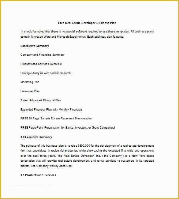 Free Real Estate Business Plan Template Of Real Estate Business Plan Template 16 Free Word Excel