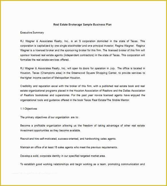 Free Real Estate Business Plan Template Of Real Estate Business Plan Template 16 Free Word Excel