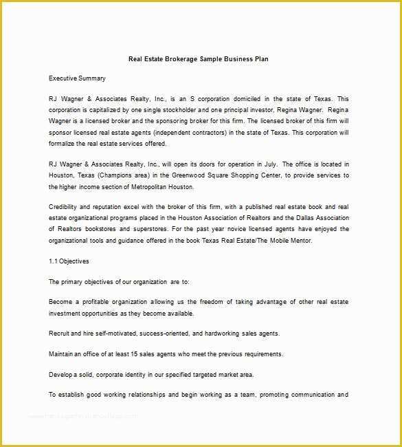 Free Real Estate Business Plan Template Of Real Estate Business Plan Template Free Download Real